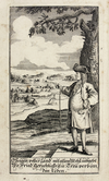 Title engraving from Philipp Balthasar Sinold von Schütz "Die glükseligste Insel auf der ganzen Welt" 