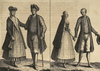 zwei Paare aus Mann und Frau in altertümlichr Kleidung