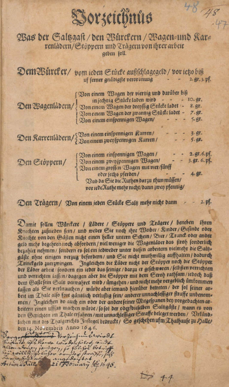 Eine Buchseite mit altem gedruckten Text