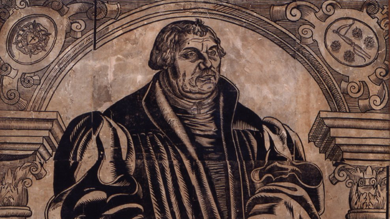 Ausschnitt aus dem Holzschnitt Martin Luthers aus der Cranach Werkstatt