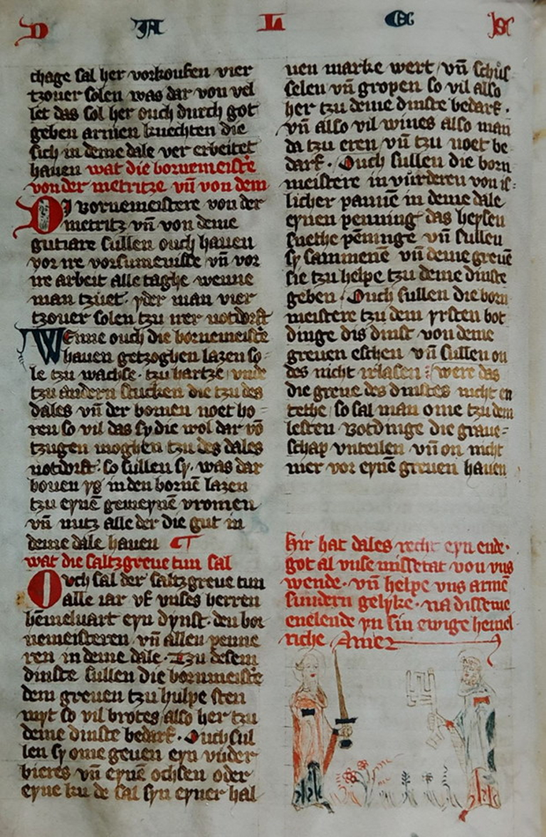 eine alter handschriftlicher Text in zwei Spalten