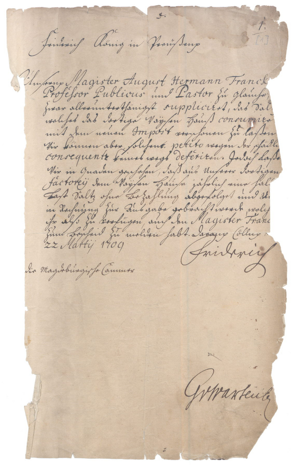 Ein alte, handschriftliche Urkunde
