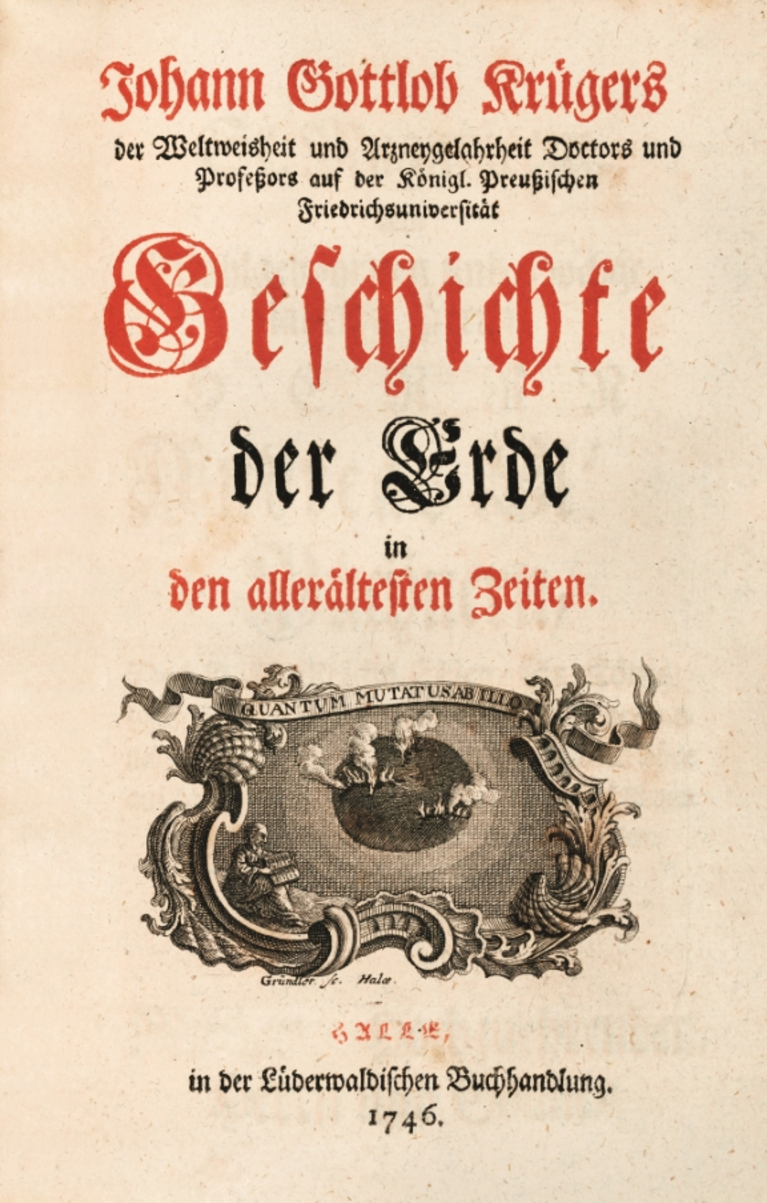 Das Titelblatt zeigt sich barock und enthält einen kleinen Kupferstich der Erde.